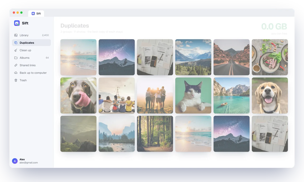Sift grouping duplicate photos, crowning the best shot and freeing 4.2 GB